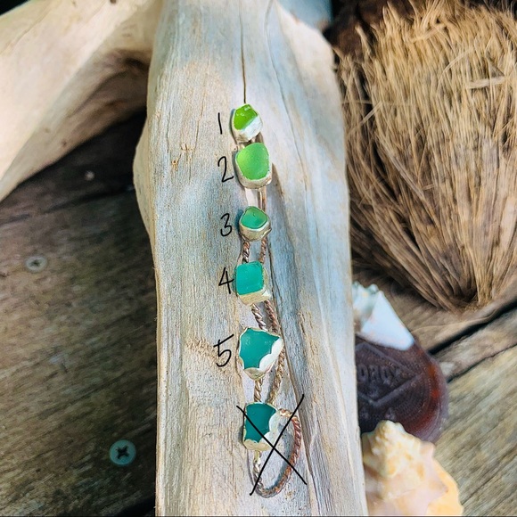 Sea tumbled green sea glass sterling & fine silver soldered toe ring beach - Picture 3 of 3